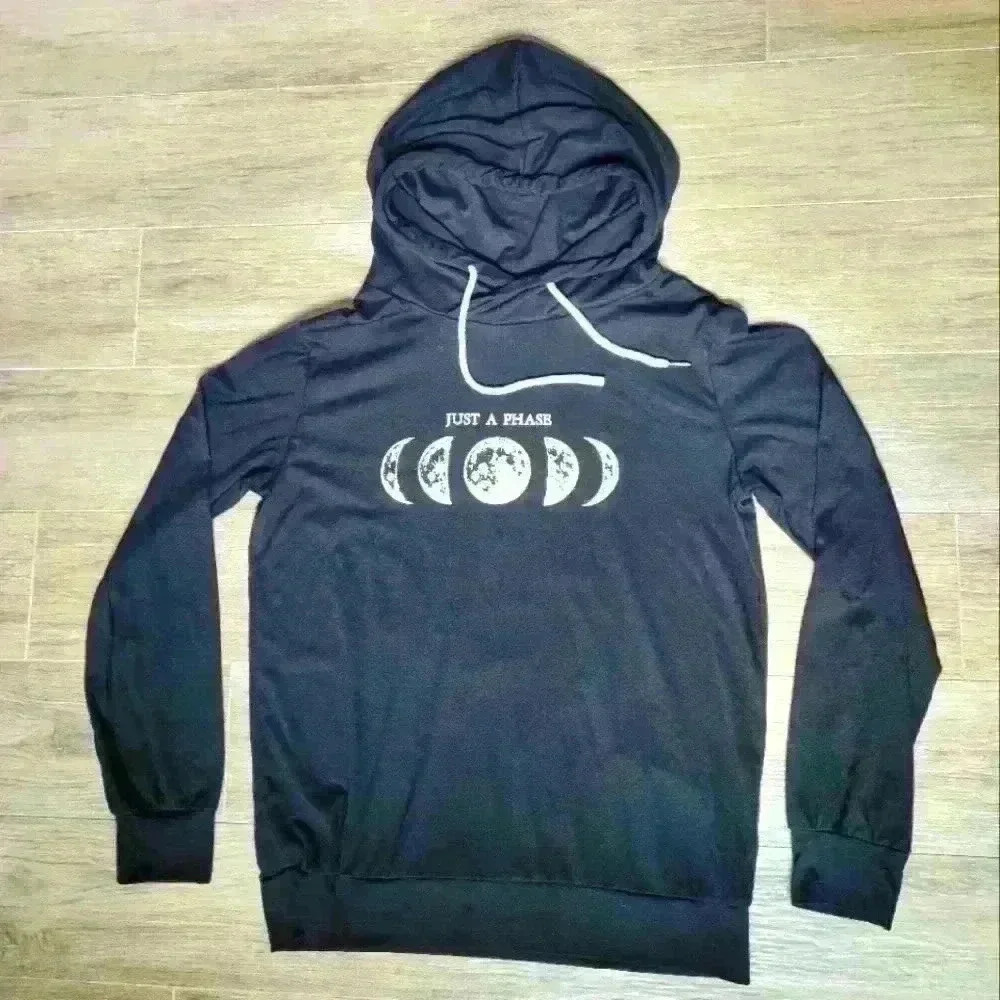"Just a Phase" Woman's Black Lightweight Hoodie